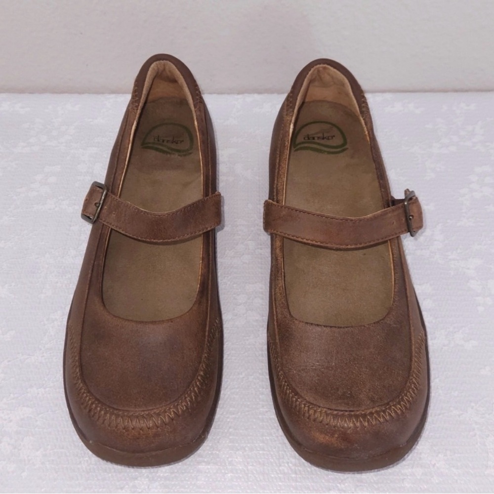 Dansko Kate distressed leather upper Mary Jane clogs